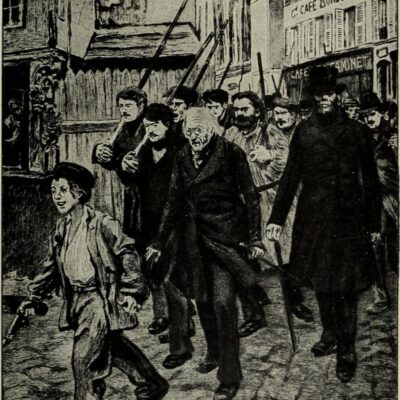 Gavroche et le vieux Mabeuf à la tête des insurgés