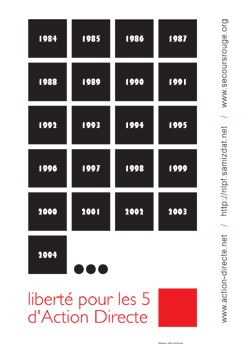 Affiche pour la libération des militants d'Action Directe - Mars 2004 - Offset