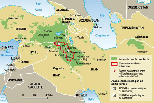 Carte du Kurdistan