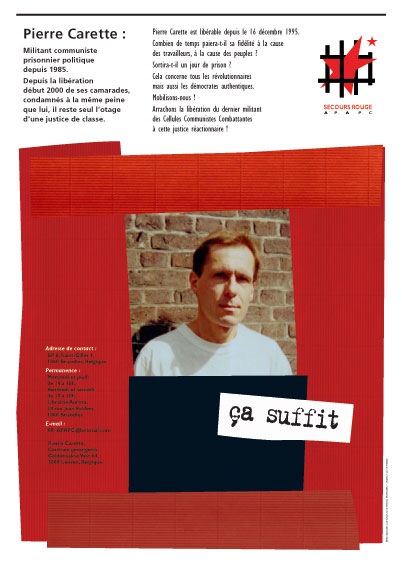 Affiche d'appel à une manifestation pour la libération de Pierre Carette - Octobre 2001 - Sérigraphie sur papier kraft