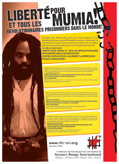 Affiche du SRI pour Mumia Abu-Jamal