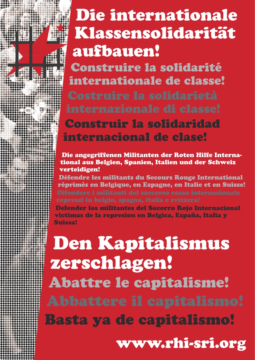 Affiche de solidarité avec les membres du SRI