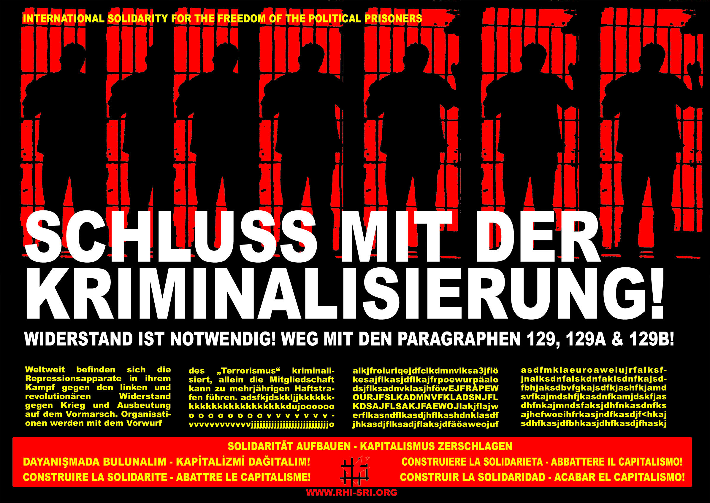 Affiche du SRI contre les § 129 en Allemagne