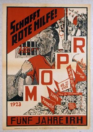 Affiche pour le cinquième anniversaire du MOPR/SRI Affiche pour le cinquième anniversaire du MOPR/SRI