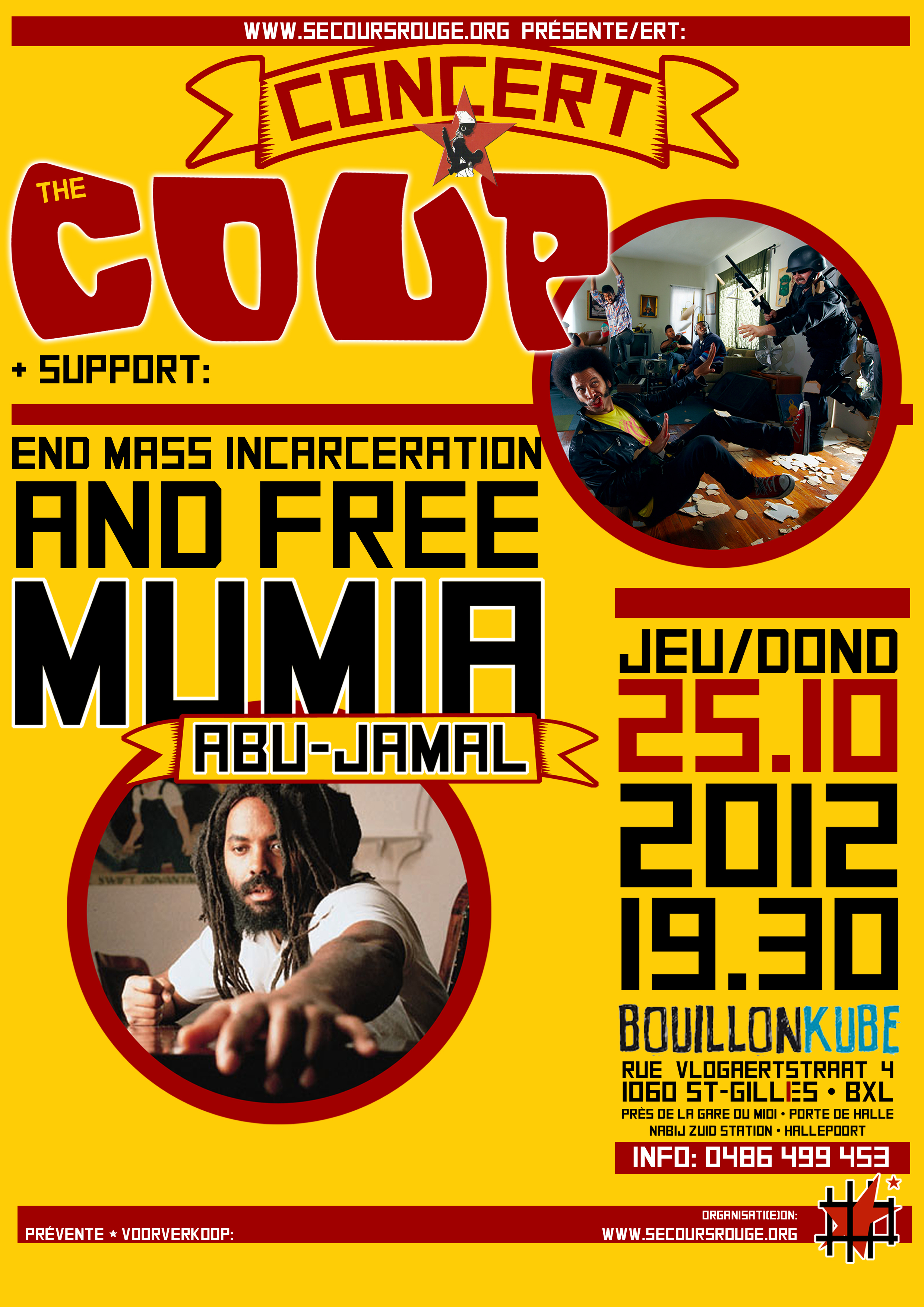 Affiche pour le concert de 'The Coup' - octobre 2012