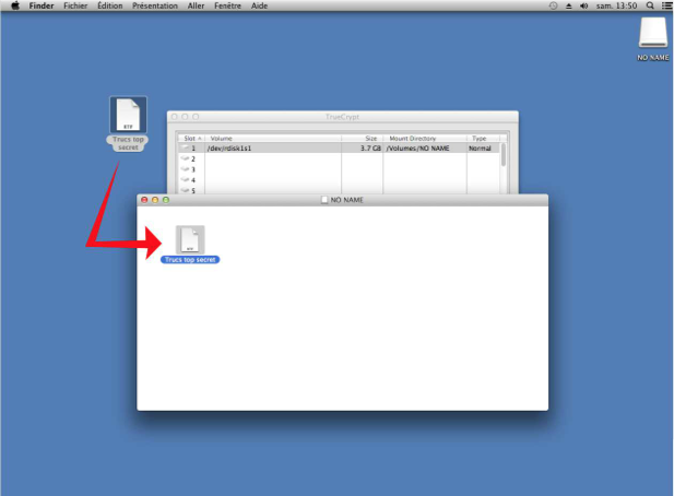 Ouverture de la clé cryptée