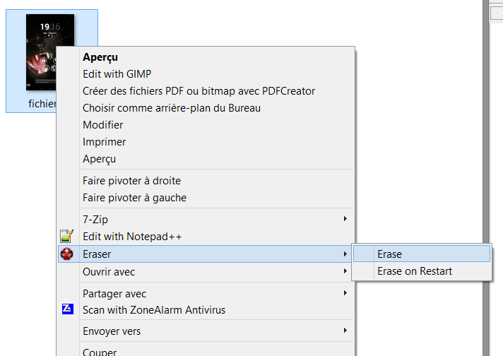 Effacer avec Eraser 2 Effacer avec Eraser 2