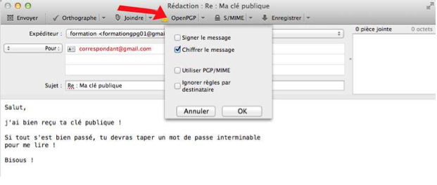 Ecrire un mail crypté