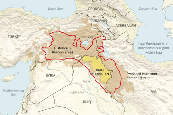 Carte du Kurdistan.