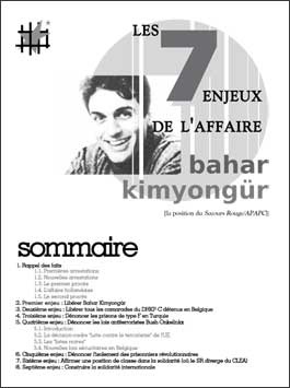 Jaquette de la brochure sur Bahar Kimyongür