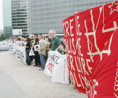 Manifestation devant le siège de l'UE