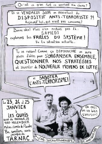 Affiche du we de débat pour Tarnac