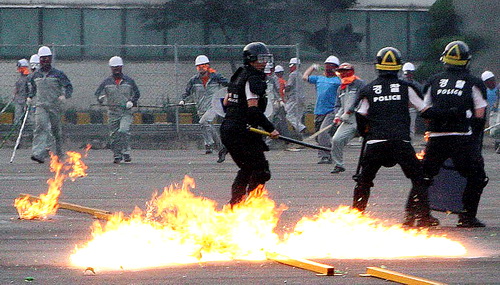 Grève à l'usine Ssangyong Motor en Corée