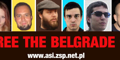 Affiche de solidarité avec les 6 de Belgrade