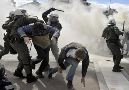 Manif anti-austérité en Grèce