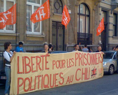 Manifestation devant l'ambassade du Chili à Bruxelles