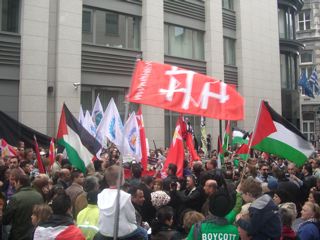 Manifestation à Bruxelles contre l'attaque du convoi humanitaire vers Gaza