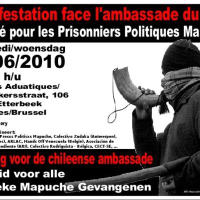 Affiche de la manifestation pour les prisonniers mapuches