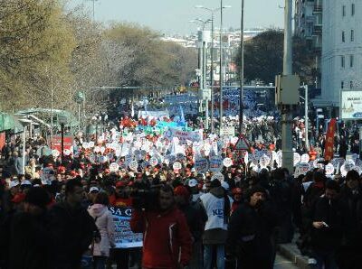 Manifestation d'ouvriers à Ankara