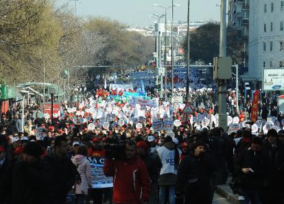 Manifestation d'ouvriers à Ankara