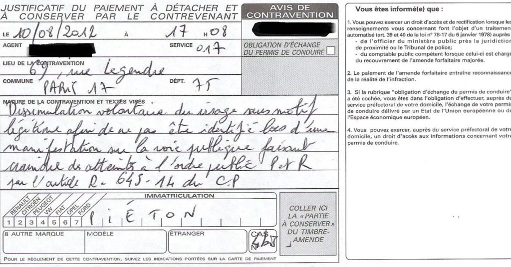 Contravention pour les Anonymous