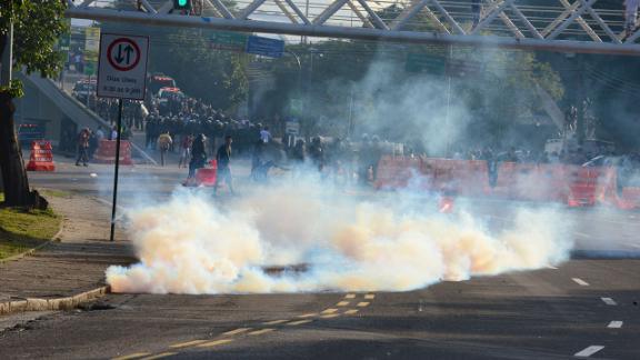 Manifestation stade Maracana Rio de Janeiro