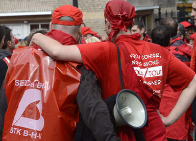 rassemblement SETCA devant la FEB