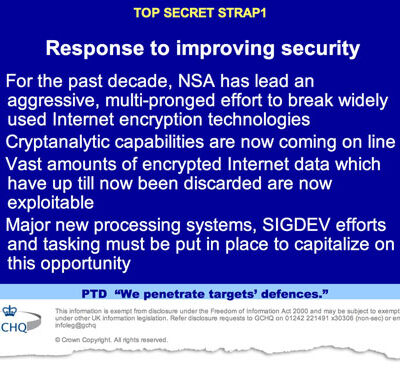 Une diapositive du GCHQ, service secret britannique