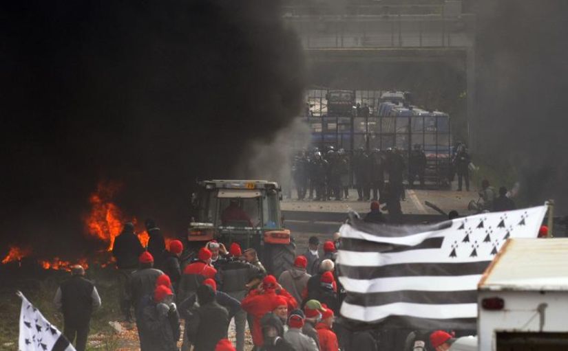 Manifestation contre l'écotaxe dans le Finsitère