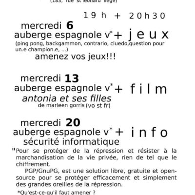 Programme du Pigeon Communal - Novembre