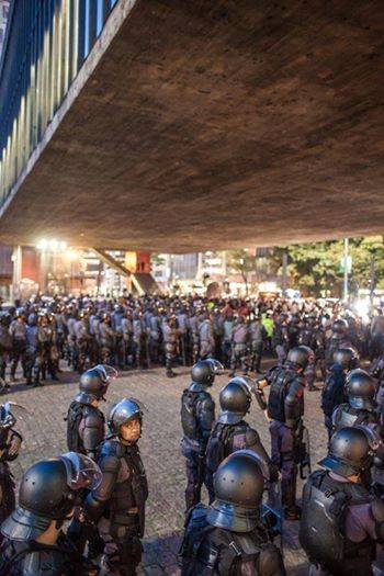 La police présente en grand nombre à Sao Paulo