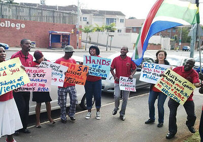 Manifestation à Durban pour la Pizzeria Anarchia