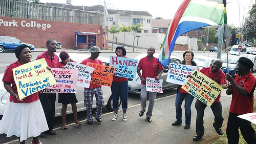 Manifestation à Durban pour la Pizzeria Anarchia