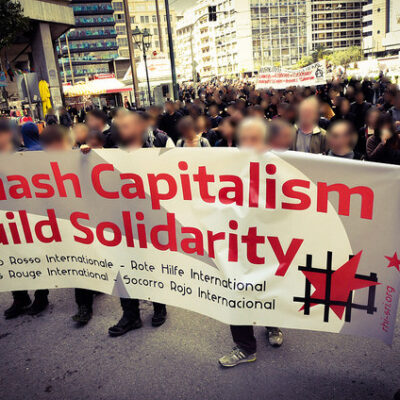 Délégation du SRI à Athènes à la manifestation du 28 mars.