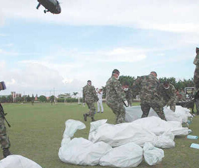 Quelques un des guérilleros tués dans le Guapi