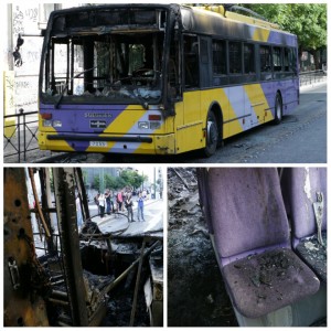 Un autobus incendié ce samedi à Exarchia