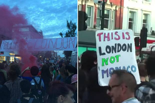 Manifestation contre la gentrification à Camdem.