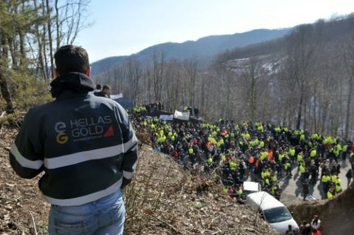 Une précédent manifestation contre Hellenic gold