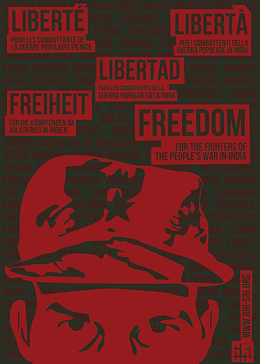 Affiche du SRI pour les prisonniers maoïste en Inde
