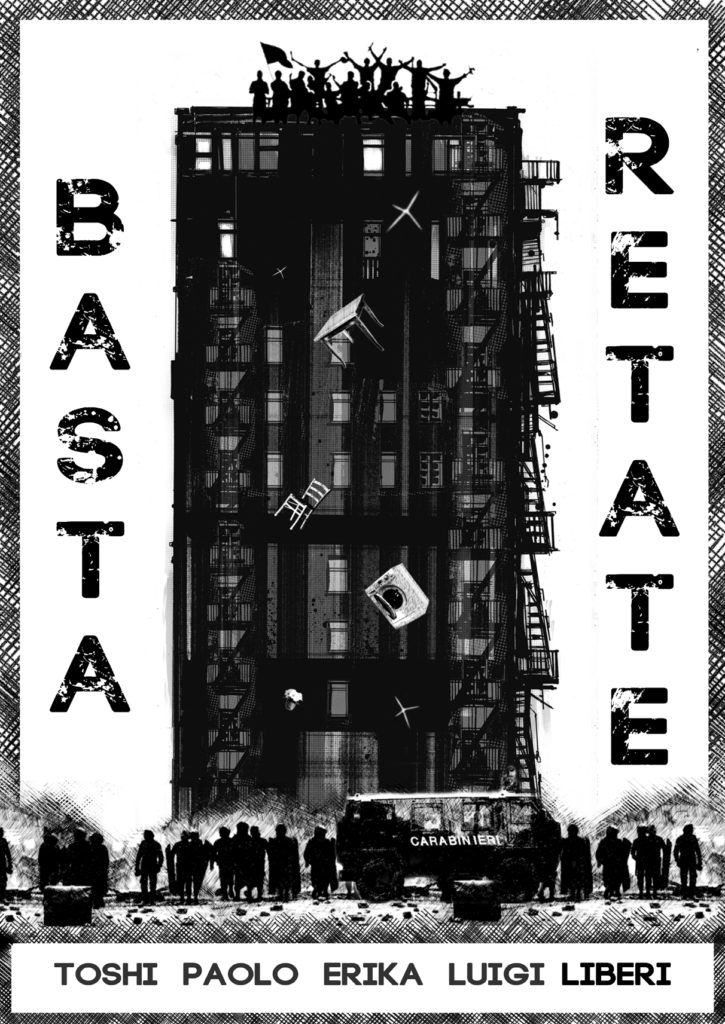 Affiche de solidarité avec Paolo, Erika, Toshi, Marco et Luigi