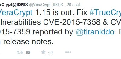 Les failles ont été patchées par Veracrypt.
