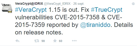 Les failles ont été patchées par Veracrypt.