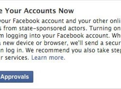 L'avertissement affiché par Facebook.