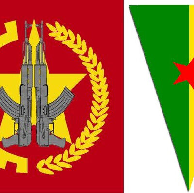 Les emblèmes du TIKKO et du HPG, les forces armées du TKP/ML et du PKK