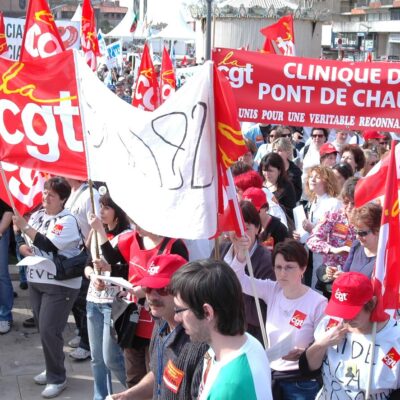Les grévistes manifestant