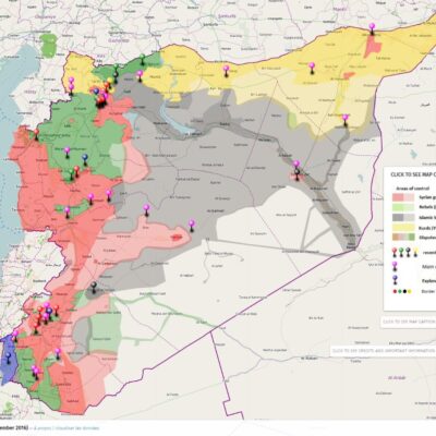 Répartition des territoires en Syrie, début novembre 2016.