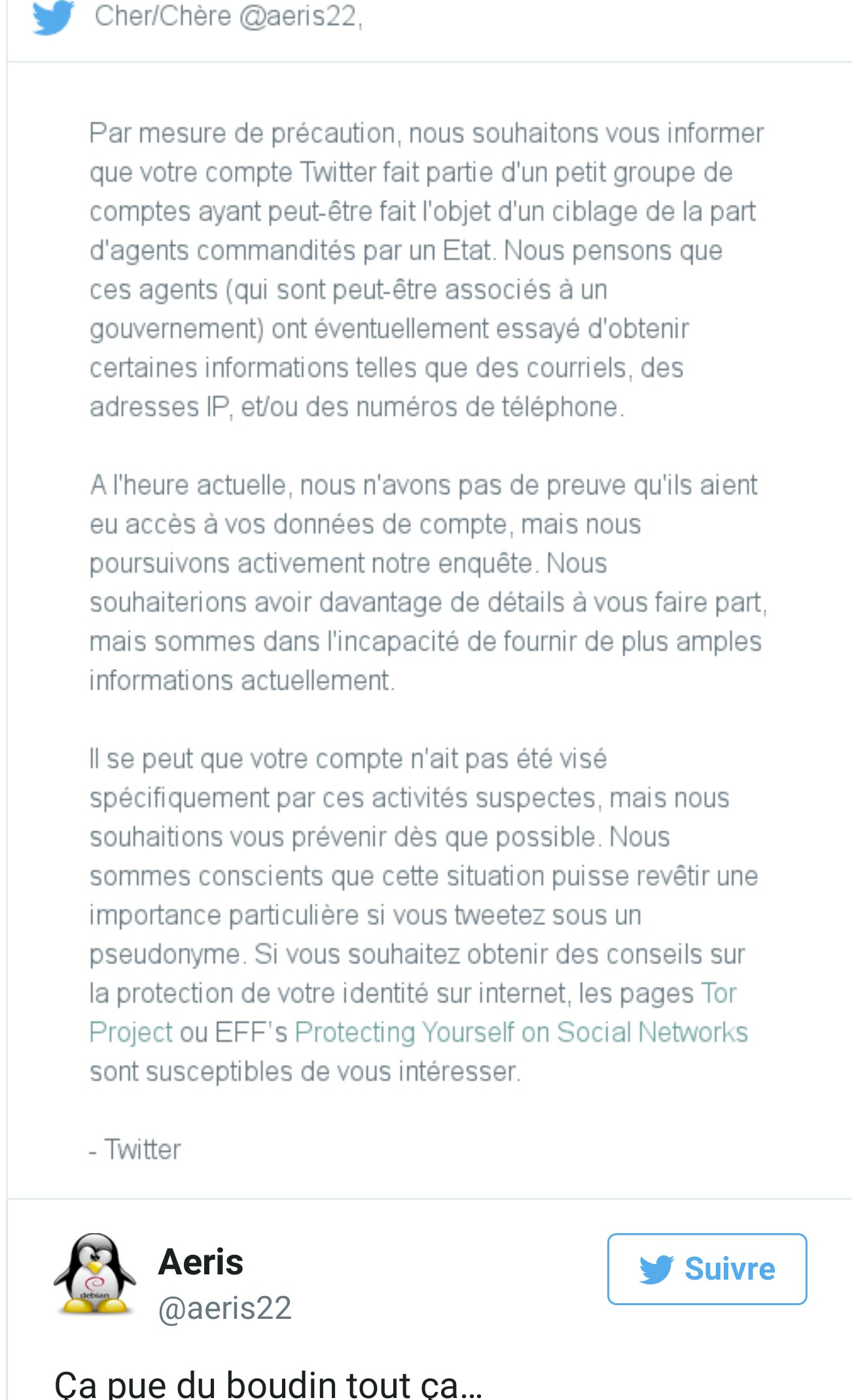 L'un des utilisateurs de Twitter espionné