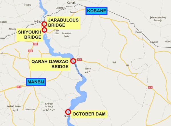 Objectifs des QSD entre Alep et Kobané.