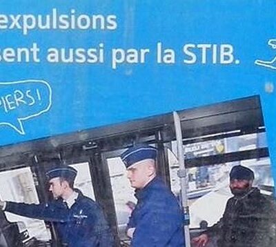 Affiche contre la STIB à Bruxelles.